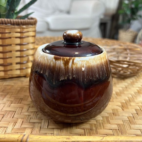 Vintage McCoy Brown Drip Glaze Sugar Pot